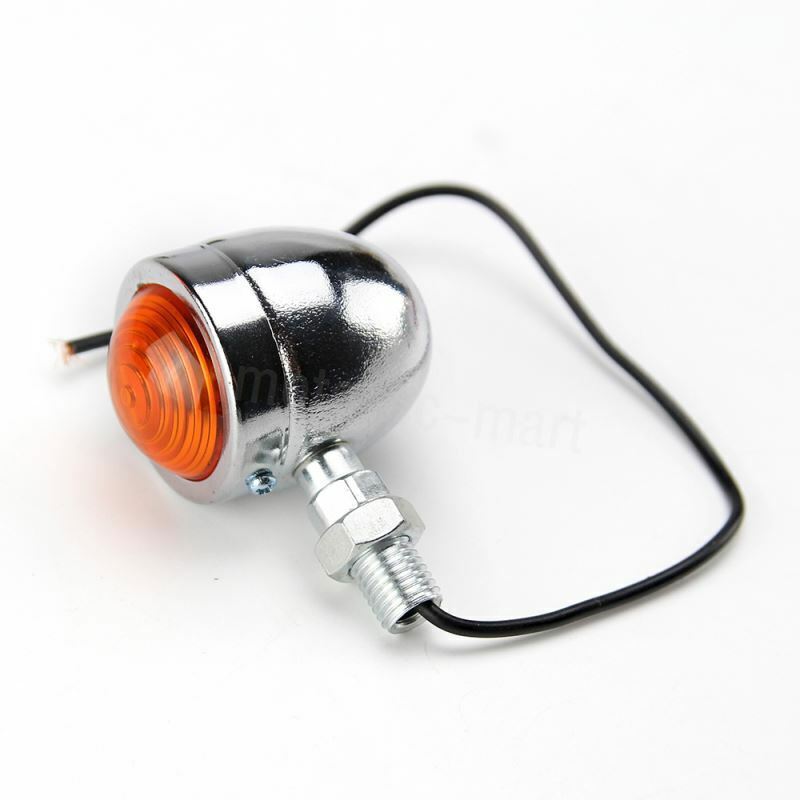 4x Chrome Motorcycle Turn Signals Bullet Blinker Indicator Light Amber Lamps 12V