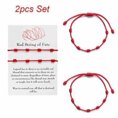 2pcs Lucky Red String Bracelet Amulet 7 Knots Protection Rope Man Women Gifts eBay