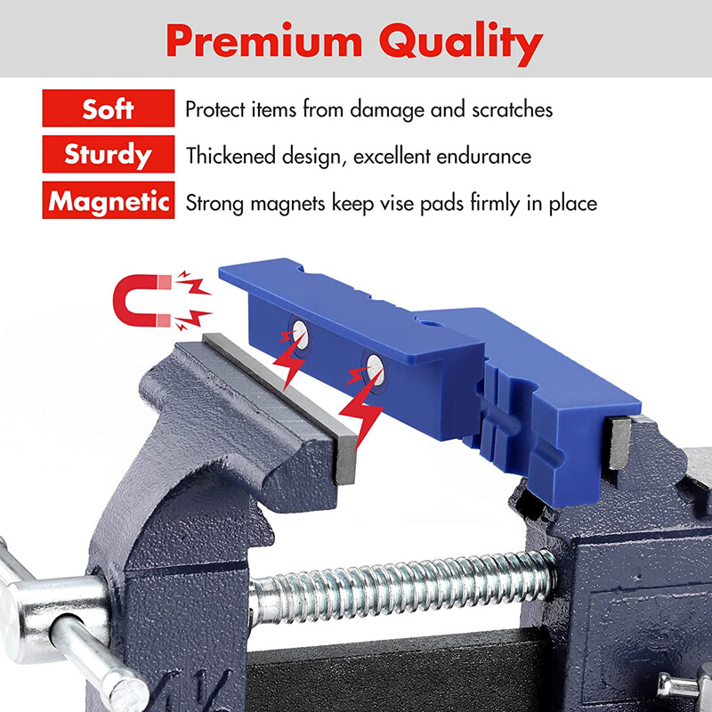 WORKPRO 4-1/2" Vise Jaw Pads Magnetic TPU Vise Jaw Protective Covers Set 2-Pairs
