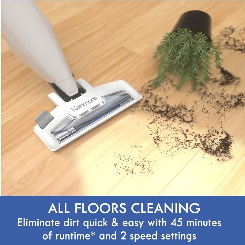 Kenmore DS Cordless Stick Vacuum Cleaner 2-in-1 Handheld HEPA VAC 45 min Runtime