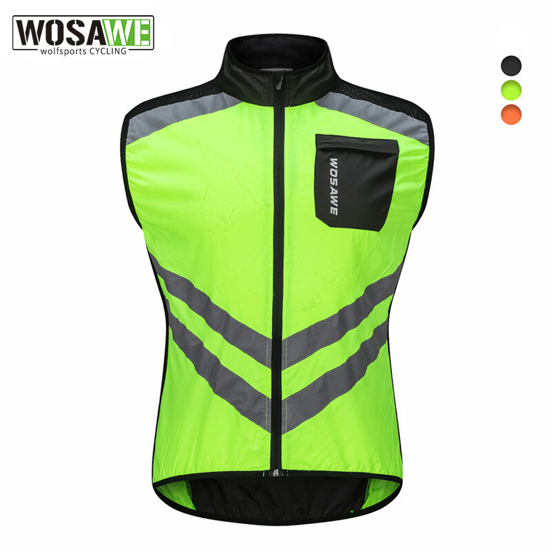 WOSAWE Reflective Safety Vest Pockets High Visibility Cycling Motorcycle Work