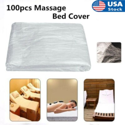 Disposable Fitted Massage Table Sheet 100Pcs Plastic Bed Covers 180x90cm