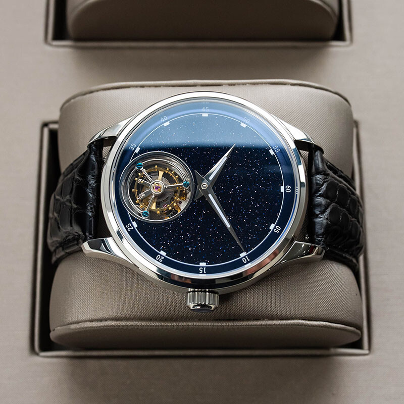Pre-owned Seagull Sugess Tourbillon Blue Goldstone Dial  St8230 Mechanical Watch Su8230stra