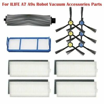 For ILIFE A7 A9S Robot Vacuum Cleaner Filters + Side Brushes + Prefilter Set