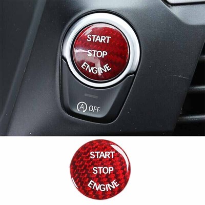 Cover Trim Red One-Click Startup Button Dry Carbon Fiber For BMW 5 Series 04-10