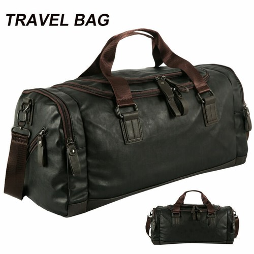 NEU Reisetasche Leder Weekender Sporttasche Schulter Tasche Herren Schwarz XXL