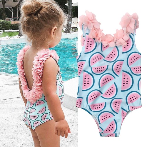 Toddler Baby Girls 3D Flower Watermelon Swimwear Swimsuit Bathing Suit Beachwear