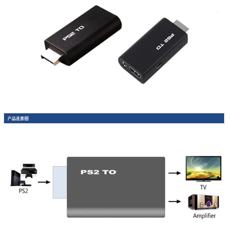 Playstation 2 PS2 To HDMI-Compatible Adaptor Cable HD RCA AV Audio Video