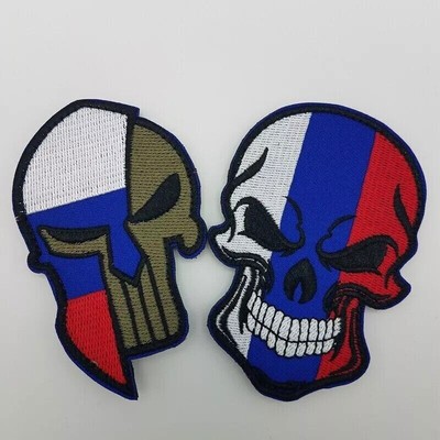 SPARTA SKULL RUSSIA FLAG, 2PCS HOOK&LOOP PATCH FOREST