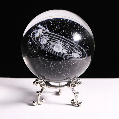 80Mm K9 Crystal Ball Solar System Globe Astronomy Ornaments Gifts 3D Laser Engra