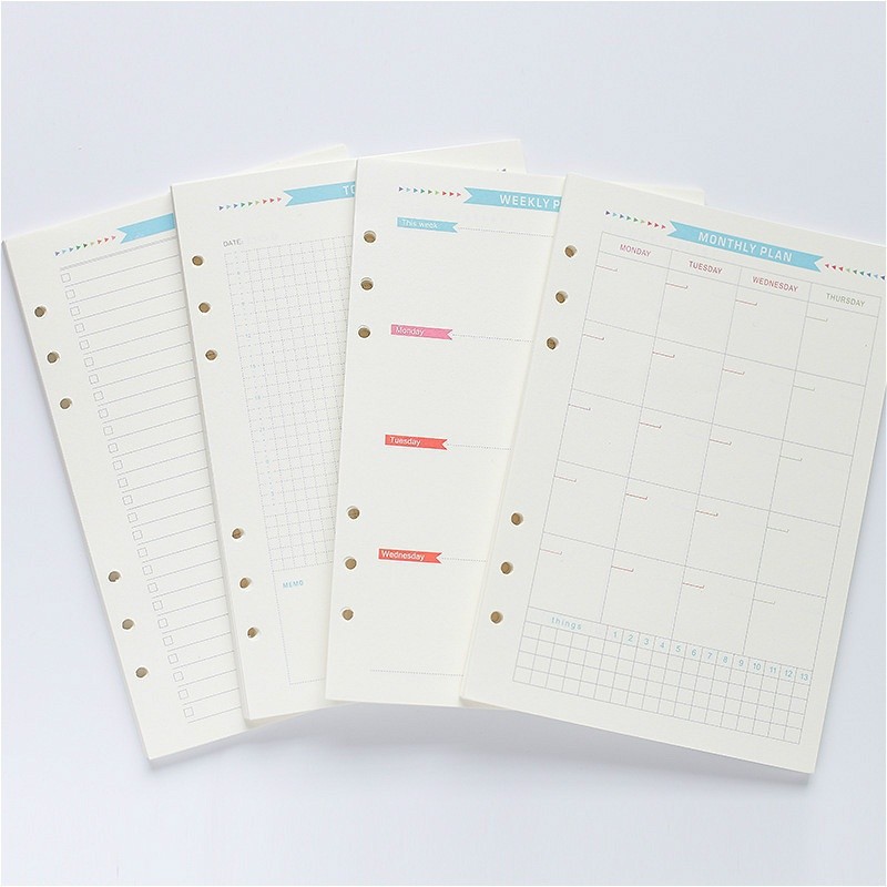 40 Sheets A6 Size 6Hole Paper Refills For Notebook Planner Journal