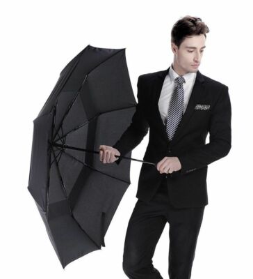 Automatic ON/OFF Umbrella Anti-UV Sun Rain Windproof Compact Umbrella Black 