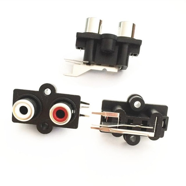 Pcb Mount 2 Rca Female Stereo Aux Audio Video Jack Av
