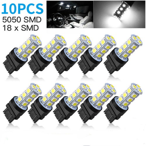 10Pcs 3157 3156 LED Reverse Tail Brake Turn Signal DRL Light Bulbs 6000K White