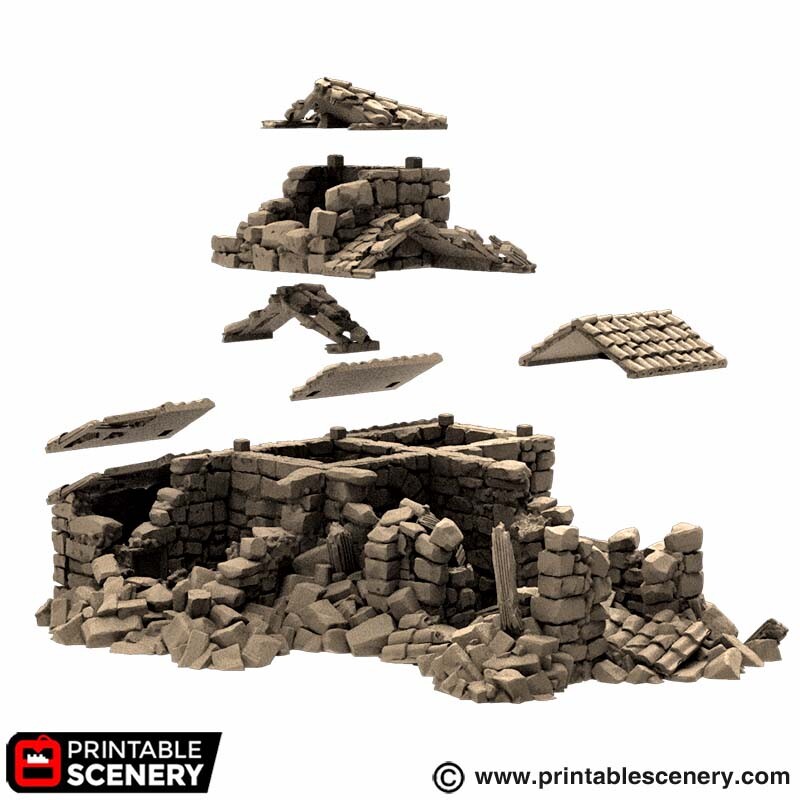 Ruined French Mausoleum, Medieval Building Ruins Terrain, King and Country - Picture 2 of 7