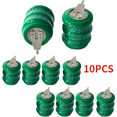 10X 3.6V 60mAh Ni-MH Rechargeable Battery For Meters PLC CNC Data Backup Power