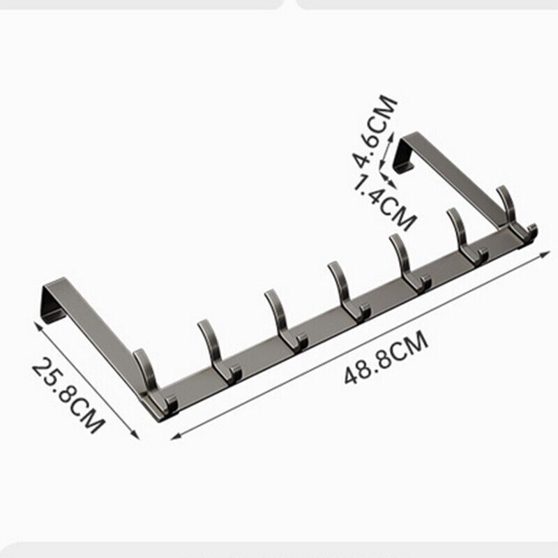 Over The Door 7 Hooks Hanger Rack Organizer Cloth Storage Silver Towel Coat USA