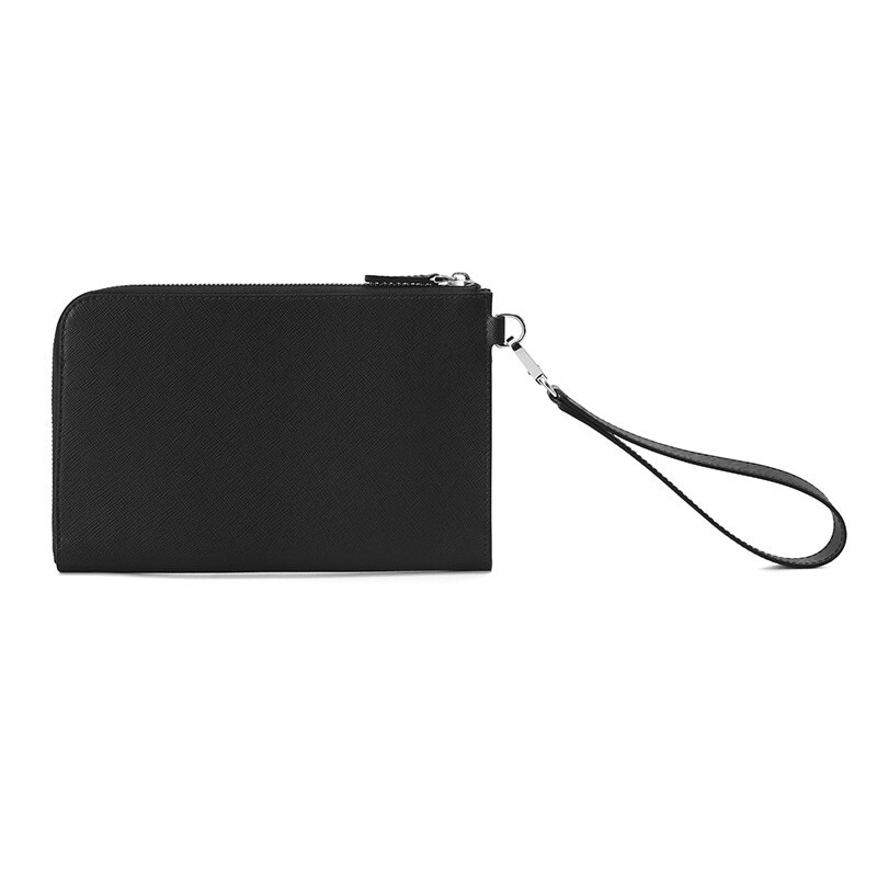 Pre-owned Montblanc Sartorial Leather Small Clutch Hand Pouch Bag Purse Wallet For Men In Black