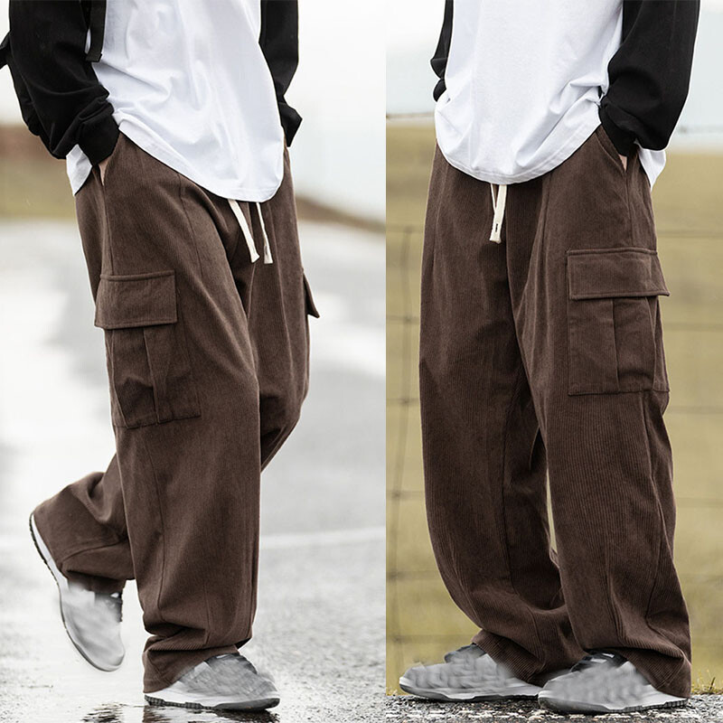 RUTHLESS CORDUROY PANTS サイズXL Oversized Corduroy Pants For Men: Elastic Waist Wide Leg