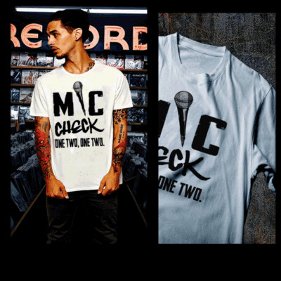 Hip Hop T-shirt NY DJ 90s Rap Music Mic Check one two one two battle rap lyrics