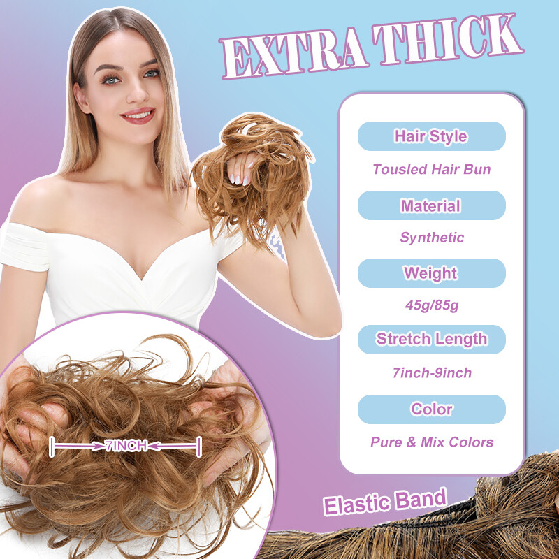 THICK X-LARGE Messy Bun Hair Piece Scrunchie Tousled Updo Wrap Hair Extensions