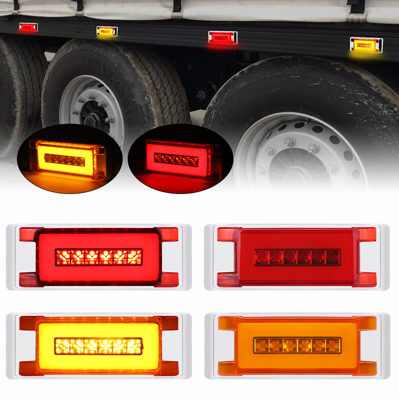 Red/Amber 6" LED Side Marker Lights Clearance Turn Signal Light Trailer Truck US