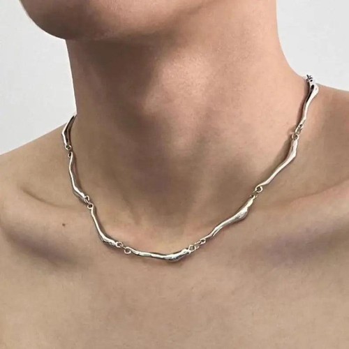 Punk Irregular Wave Chain Necklace Men Women Gothic Figaro Cuban Gift