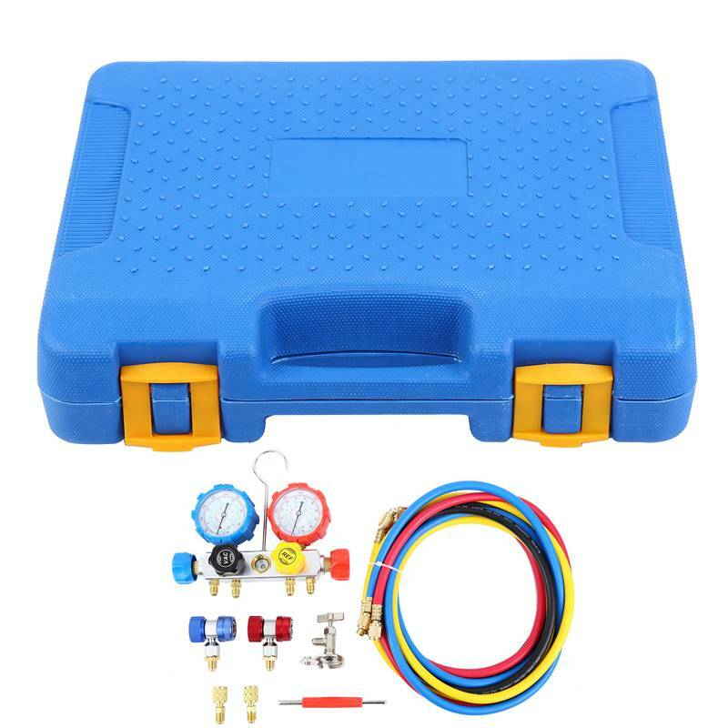 Used A/C 4 Way Manifold Vacuum Gauge Set AC HVAC R134a R410a R22