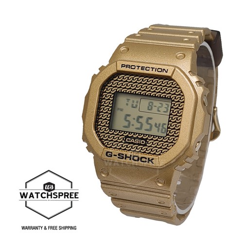 Pre-owned G-shock Casio  Dwe-5600 Lineup Carbon Core Guard Gold Resin Watch Dwe5600hg-1d