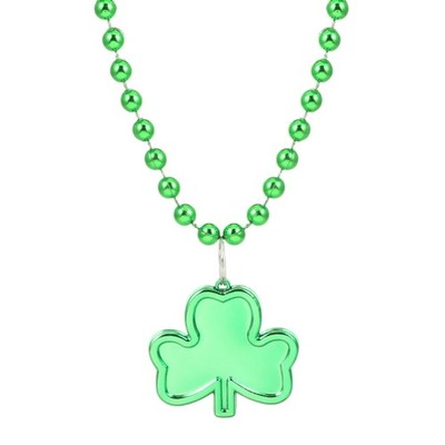 St Patricks Day Green Beads Necklace Shamrock Beads Necklaces Party Favor