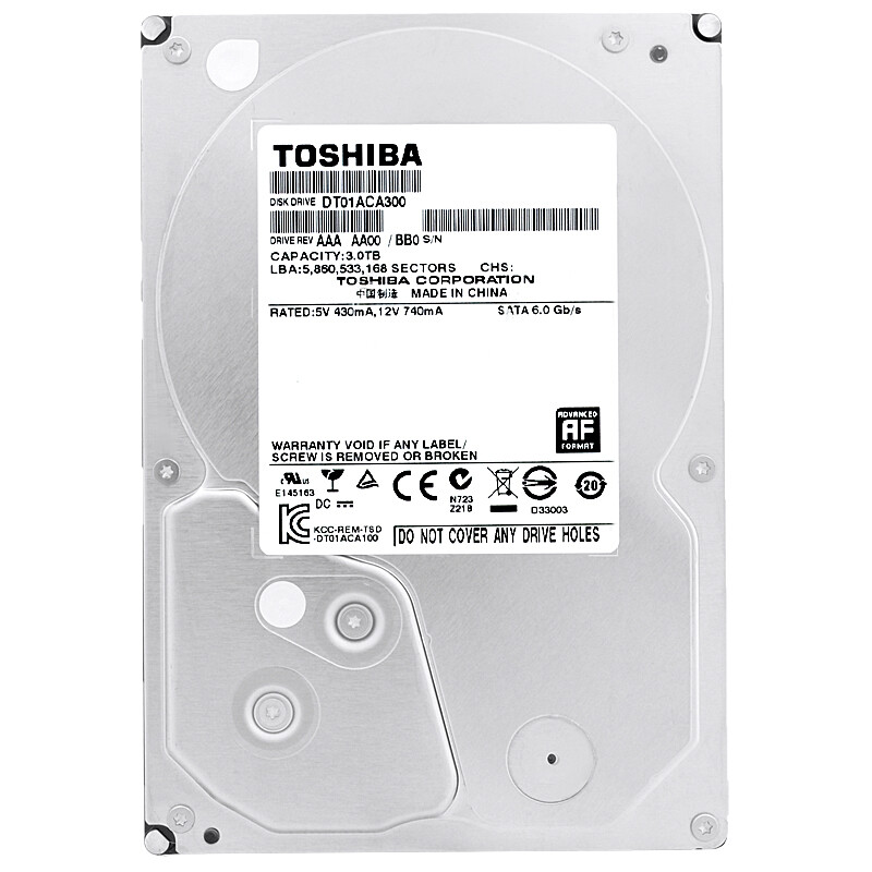 Disque Dur Toshiba Dt01aca300 3tb 7200rpm 64mb Cachette Sata Iii 3,5 