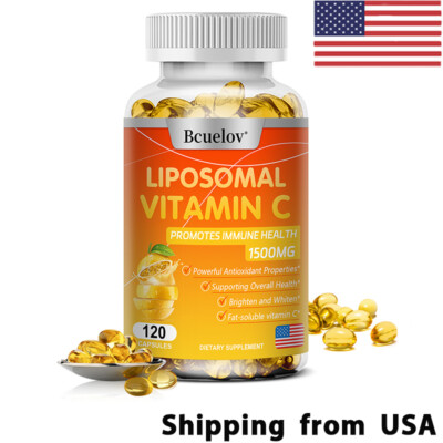 Liposomal Vitamin C 1500 Mg Best Antioxidant, Immunity, Heart 120 Capsules