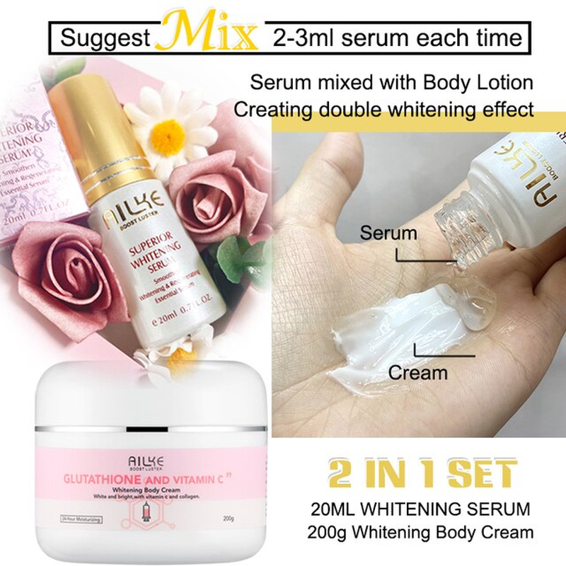 AILKE Glutathione and Vitamin C Moisturizing Body Cream for Skin Glowing, Radian