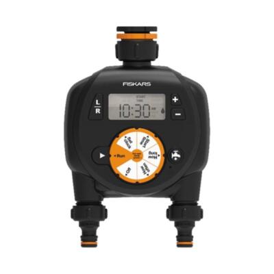Fiskars Wasserzeitschaltuhr ZUR Gartenbewässerung Timer mit 2 Ausgängen 