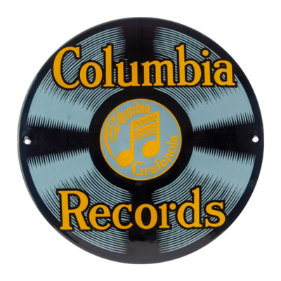 Plaque émaillée bombée diamètre 25 cm :  COLUMBIA Records