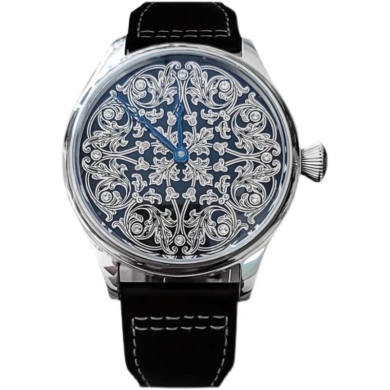 PILOT PILOT MECHANICAL 44MM HAND WINDING MEN’S WATCH SAPPHIRE GLASS DECORATED DIAL