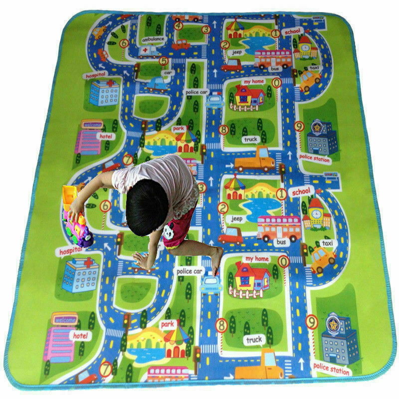 Giant Kids City Playmat Fun Town Road Cars Play Carpet Rug Foam