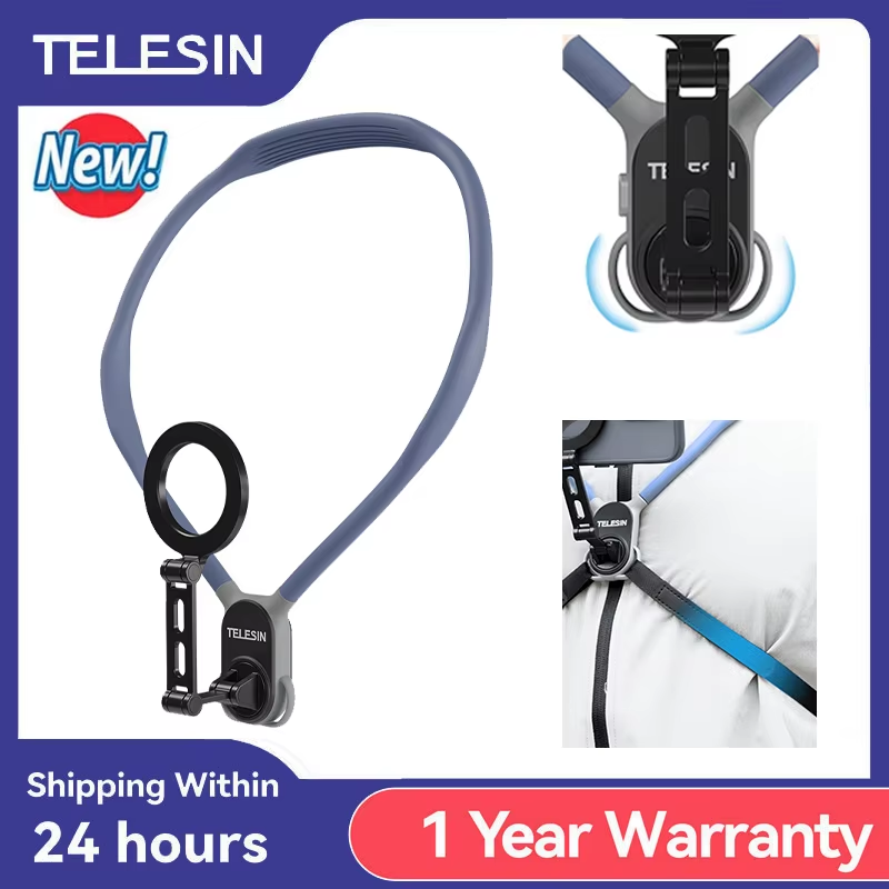 TELESIN Magnetic Neck Mount Silicone Quick Release Mobile Phone Hold For iPhone