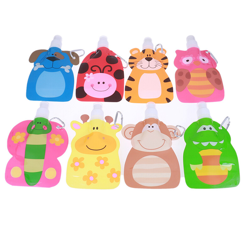 Foldable Cartoon Animal Water Drinking Cup Bag Drink Bottle 