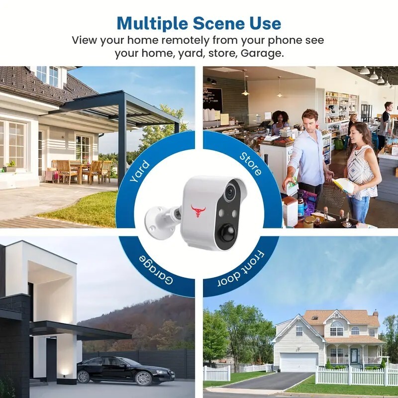 Solar Wireless Security Camera With AI Human Detection, Color Night Vison, 2-way