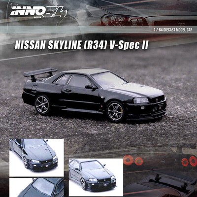 INNO 1:64 Model Car Nissan Skyline GT-R (R34) V-SPEC II Alloy Vehicle -Black