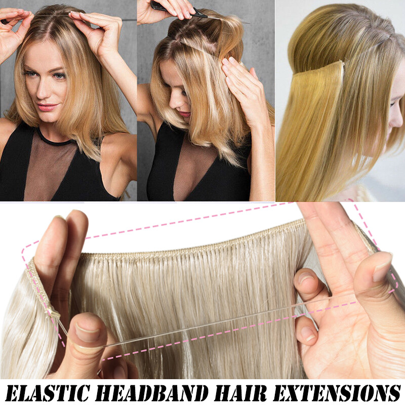 US Wire In Hair Extensions Elastic Band Secret Miracle Ring Real as Human Thick