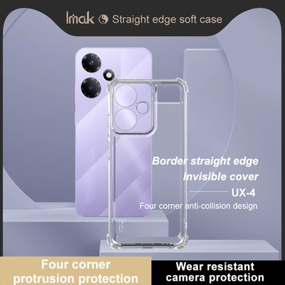 IMAK For Infinix Hot 30 Play, Shockproof 4 Airbags Soft Rubber Clear Case Cover