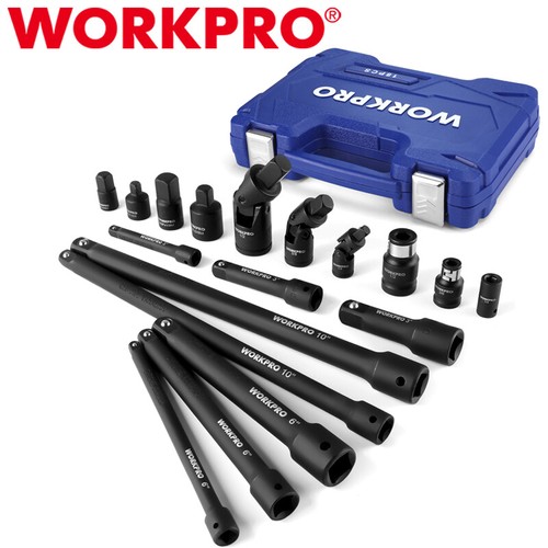 WORKPRO 18-PCS Drive Tool Accessory Set 1/4"&3/8"&1/2" Socket Adapter Extensions
