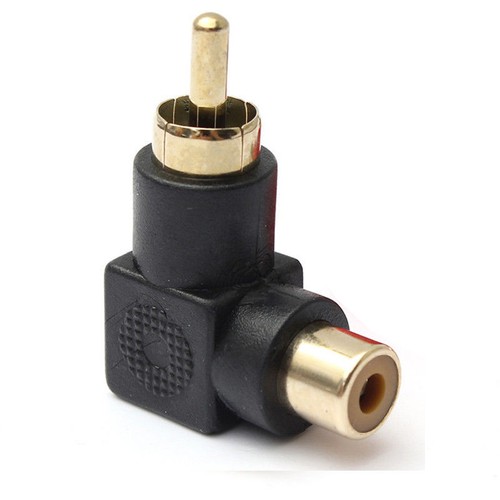 RIGHT ANGLED PHONO PLUG CONNECTORS RCA ADAPTORS AUDIO STEREO MALE TO FEMALE UK