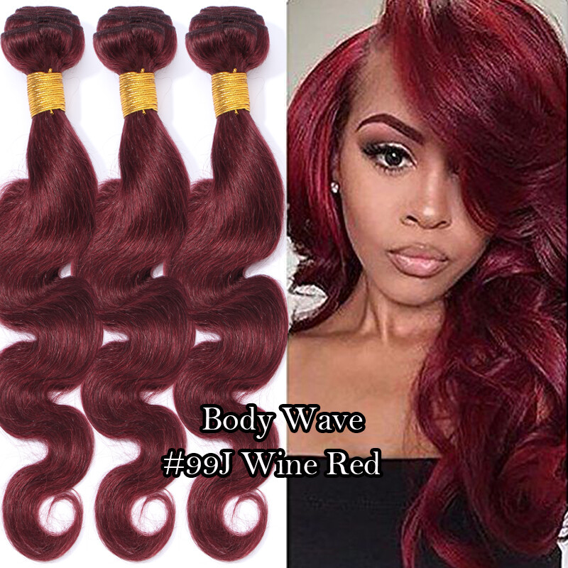 99J Burgundy 100% Unprocessed Virgin Human Hair Weave Weft Brazilian 8A 3Bundle