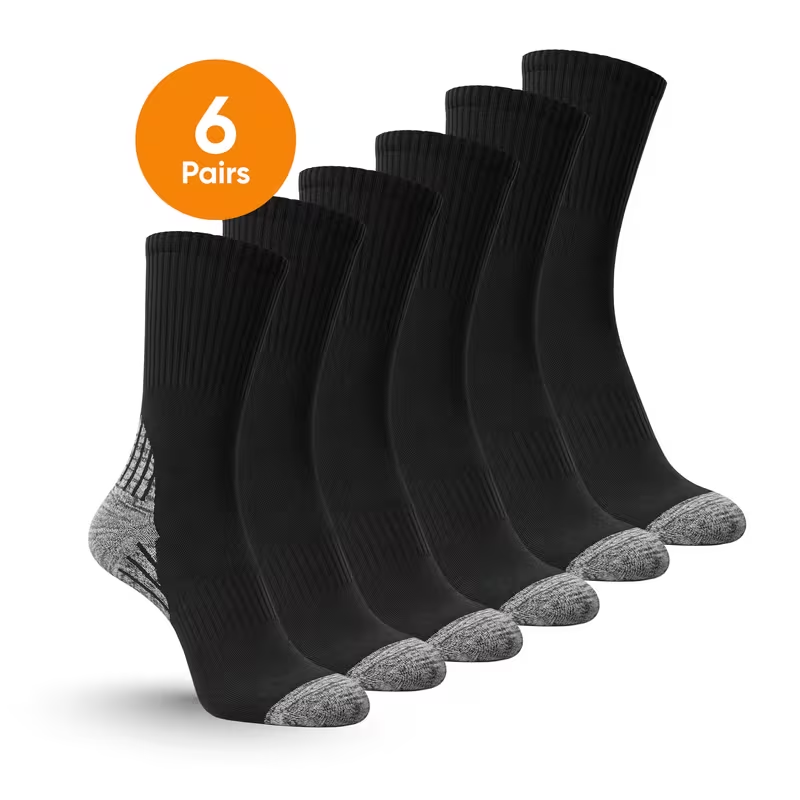6 / 12 Pack Men’s Work Socks – Multi Colour – One Size Fits UK 6-11 – Heavy Duty