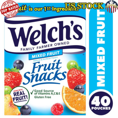 Real Fruit Snacks Mixed Fruit 40 Pouches Gluten Free Healthy Snack Pack New