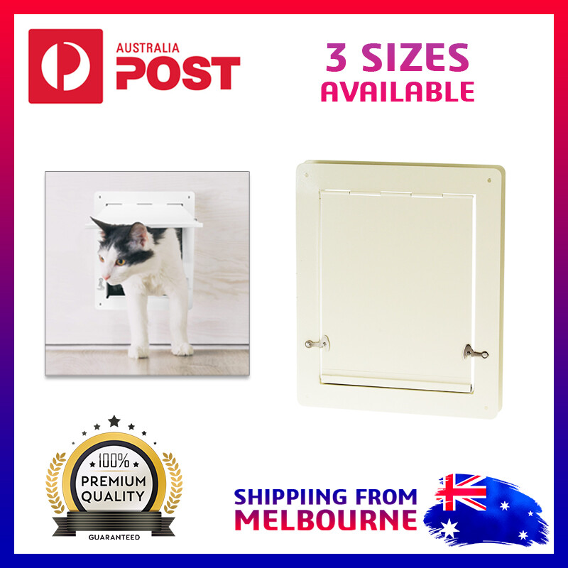 2 Way Lockable Pet Dog Cat Security Brushy Flap Door Ivory 3 Sizes Small Large