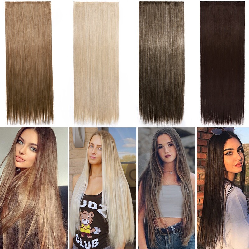 Real Thick One Piece 100% Natural Clip in As Human Hair Extensions 3/4 Full Head